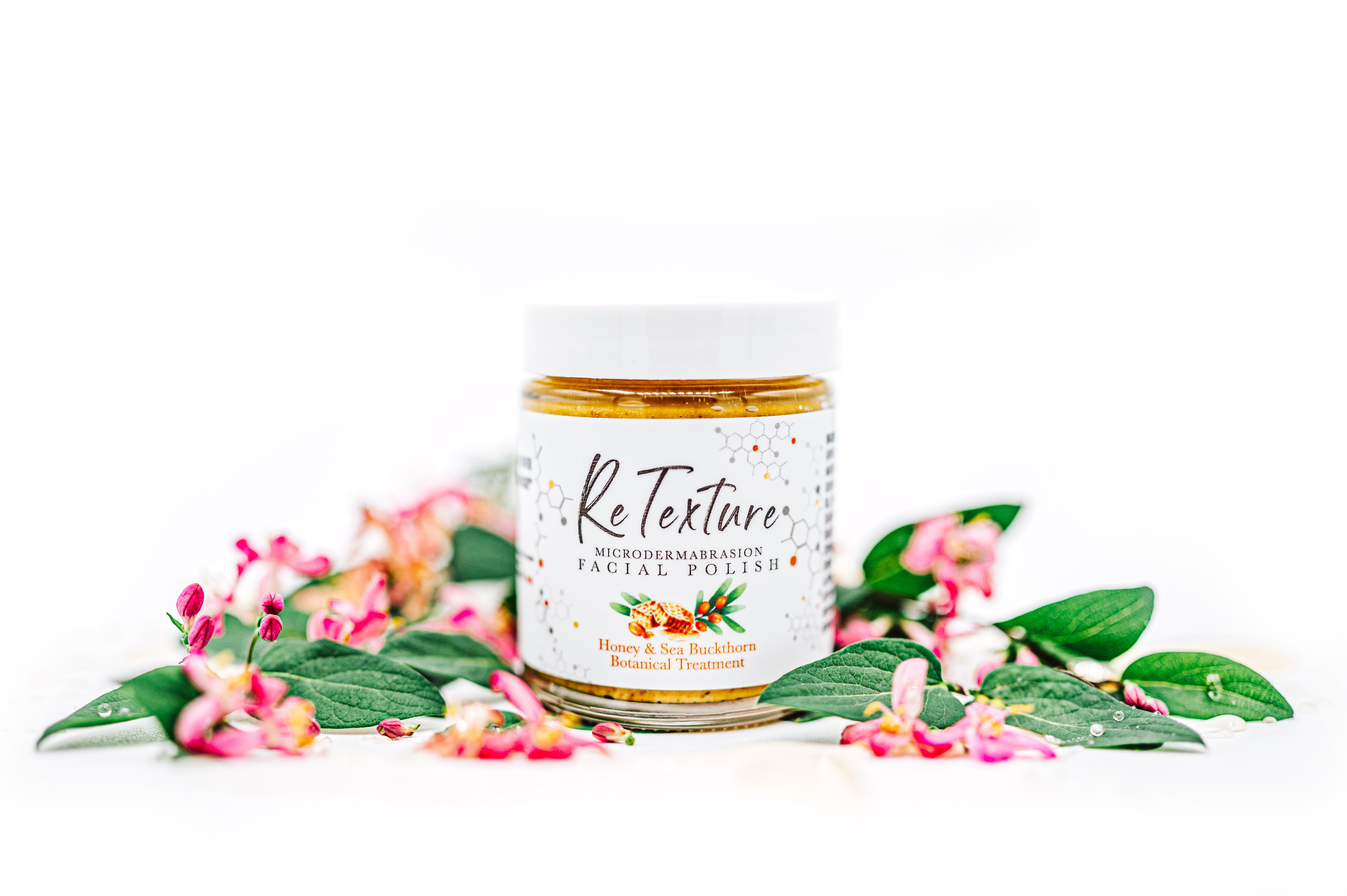 NEW "ReTexture" Honey & Sea Buckthorn - MicroDermabrasion Facial Polish and Botanical Facial Treatment (2.3oz Glass Jar) - Membrane Post Care Products Inc. NEW "ReTexture" Honey & Sea Buckthorn - MicroDermabrasion Facial Polish and Botanical Facial Treatment (2.3oz Glass Jar) - Membrane Post Care Products Inc.